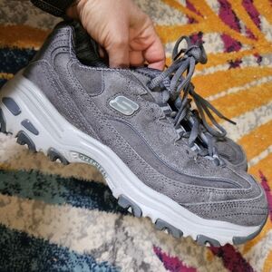 Skecher's Women's Dlites Sneaker Shoe Size 7 Gray Leather